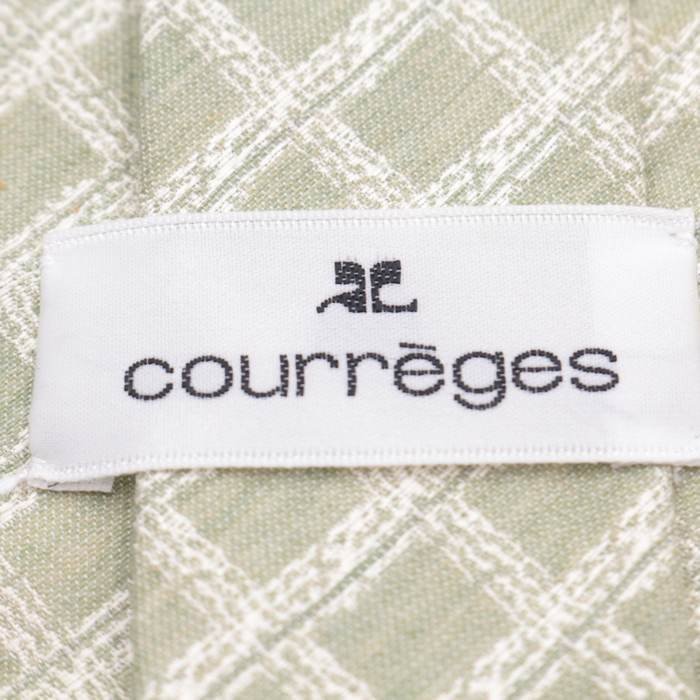 【良品】 クレージュ courreges 格子柄 ライン柄 チェック柄 メンズ ネクタイ グリーン_画像5