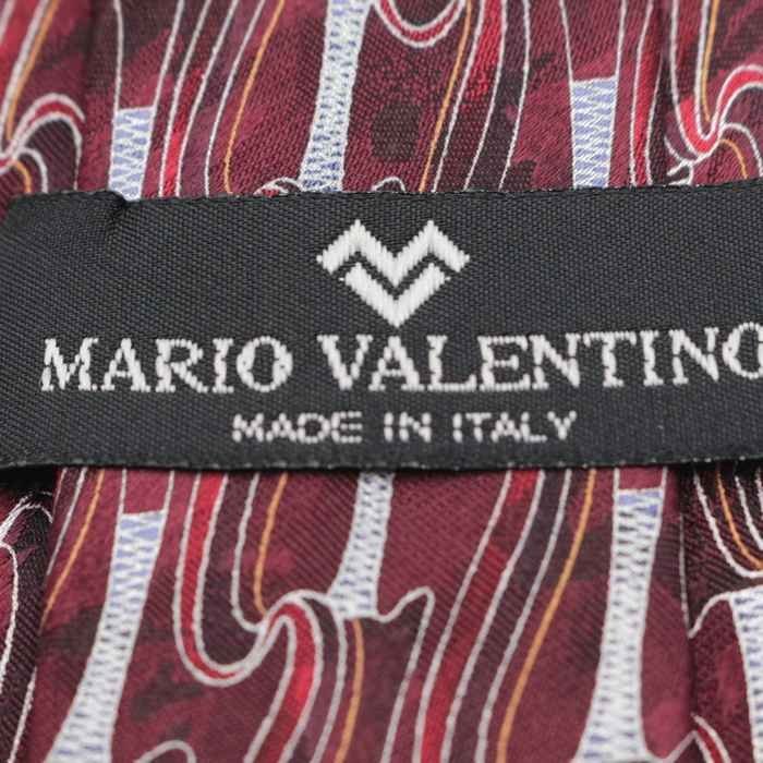 【良品】 マリオヴァレンティノ MARIO VALENTINO ライン柄 シルク ストライプ柄 イタリア製 メンズ ネクタイ レッド_画像5