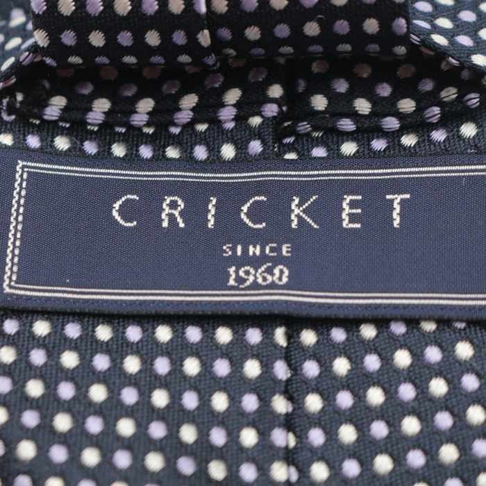 【良品】 クリケット CRICKET ドット柄 シルク 小紋柄 日本製 メンズ ネクタイ ネイビー_画像5