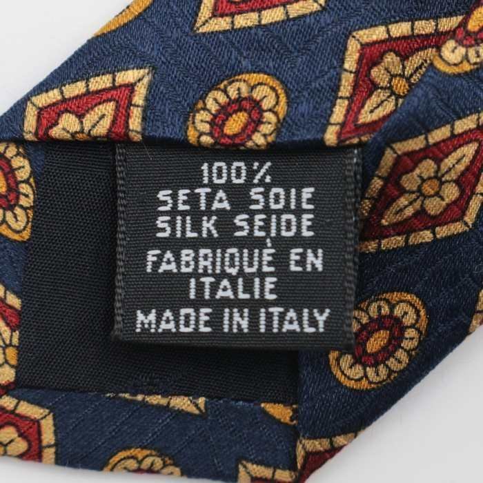 [ superior article ] Trussardi TRUSSARDI fine pattern pattern silk floral print made in Italy cloth Italy made men's necktie navy 