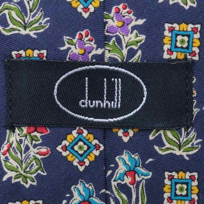 【良品】 ダンヒル dunhill 小紋柄 シルク 花柄 総柄 メンズ ネクタイ ネイビー_画像5