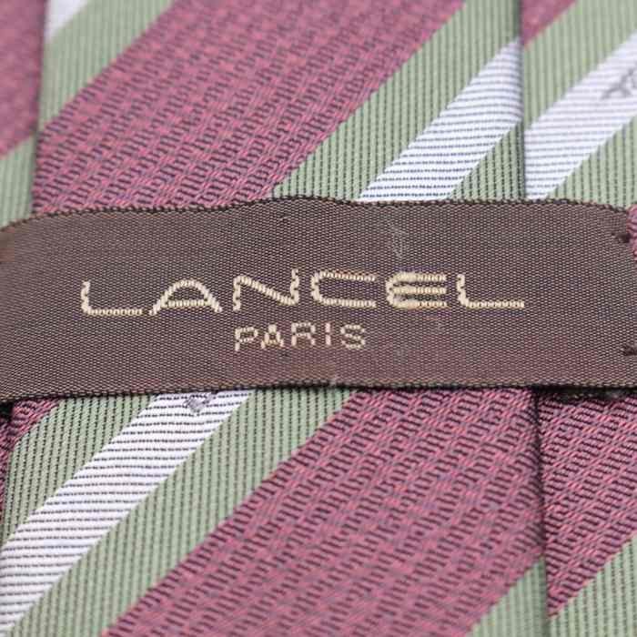 【良品】 ランセル LANCEL ストライプ柄 シルク ライン柄 日本製 メンズ ネクタイ パープル_画像5