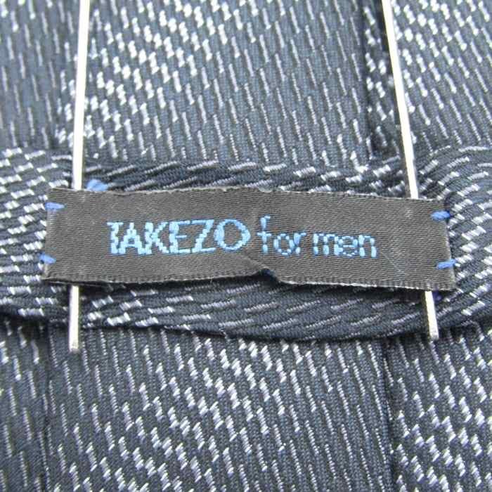 【美品】 タケゾー TAKEZO 小紋柄 シルク ライン柄 メンズ ネクタイ ブラック_画像4