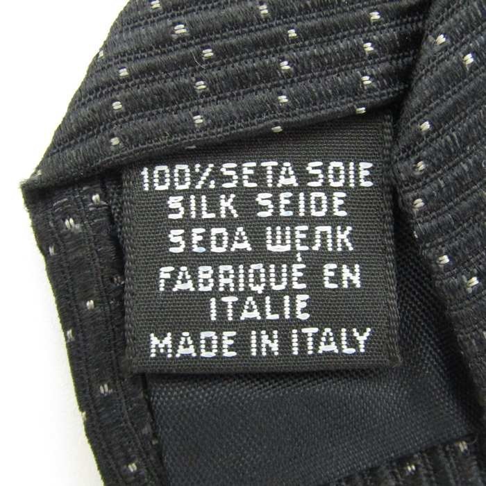 【美品】 トラサルディ TRUSSARDI ドット柄 シルク ライン柄 伊製生地 イタリア製 メンズ ネクタイ ブラック_画像5