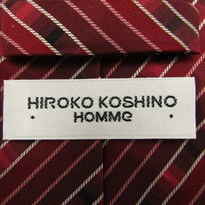 【美品】 ヒロココシノ HIROKO KOSHINO ストライプ柄 シルク ライン柄 メンズ ネクタイ レッド_画像4