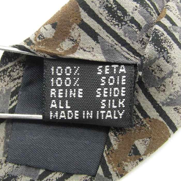 【美品】 クレージュ courreges ボーダー柄 シルク 小紋柄 イタリア製 メンズ ネクタイ グレー_画像5