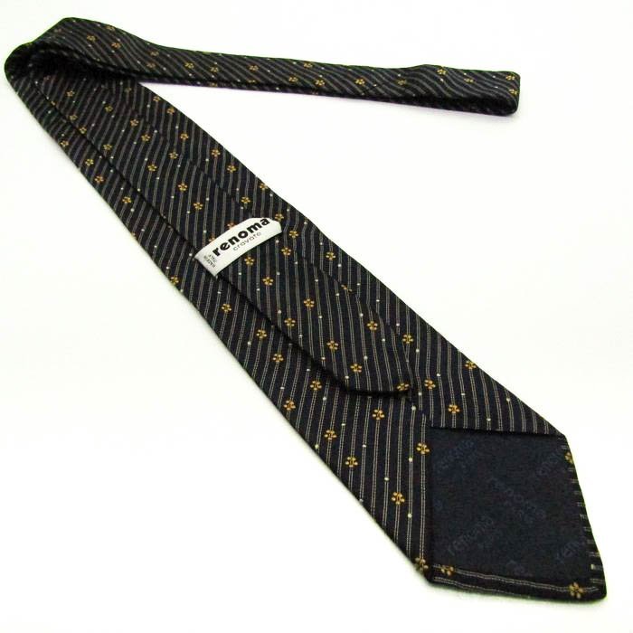 [ прекрасный товар ] Renoma renoma полоса рисунок шелк цветочный принт мужской галстук темно-синий 