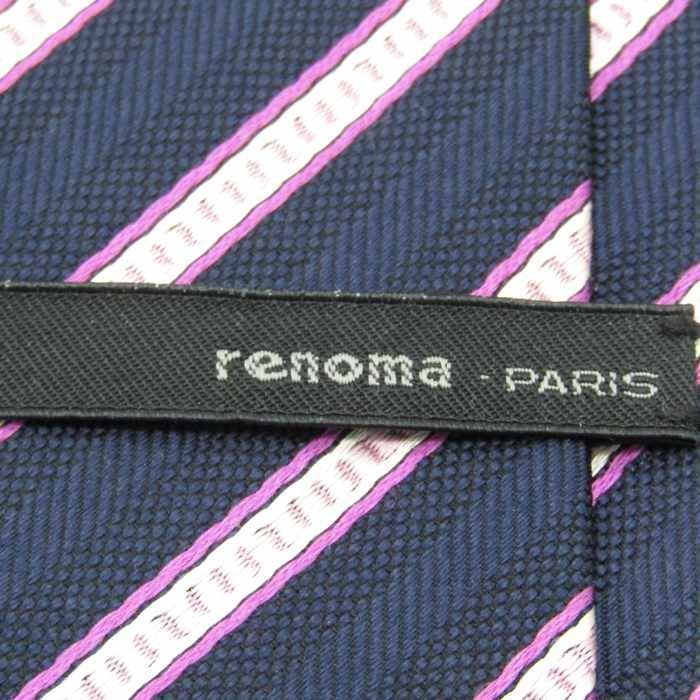 【美品】 レノマ renoma ストライプ柄 シルク 日本製 メンズ ネクタイ ネイビー_画像4
