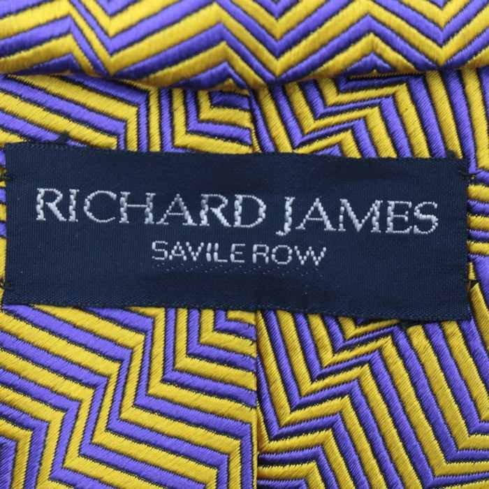 【良品】 リチャードジェームス RICHARD JAMES イギリス高級紳士服ブランド ストライプ柄 シルク 英製生地 メンズ ネクタイ パープル_画像5