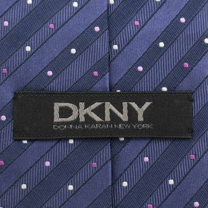 【良品】 ダナキャラン DKNY ストライプ柄 シルク ドット柄 ライン柄 日本製 ブランド メンズ ネクタイ ネイビー_画像5