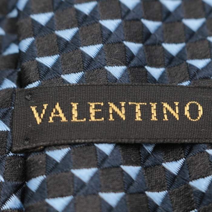 【良品】 ヴァレンティノ VALENTINO 小紋柄 シルク 総柄 イタリア製 幾何柄 ブランド メンズ ネクタイ ブラック_画像5