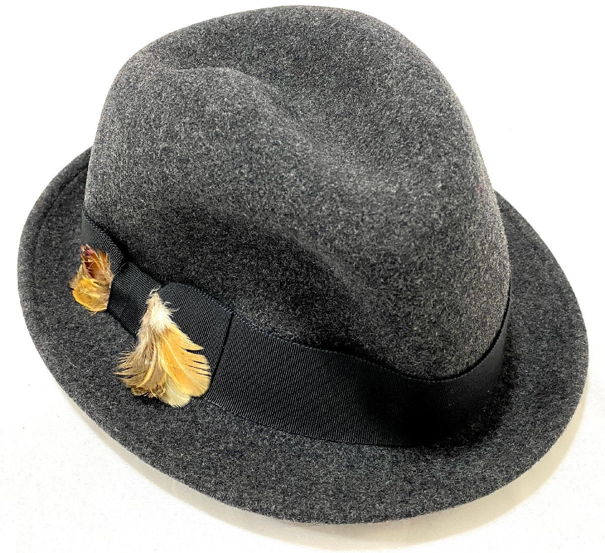 極美品 アメリカ製 米製 HAT attack ハットアタック 帽子 ボルサリーノ グレー 59cm_画像1