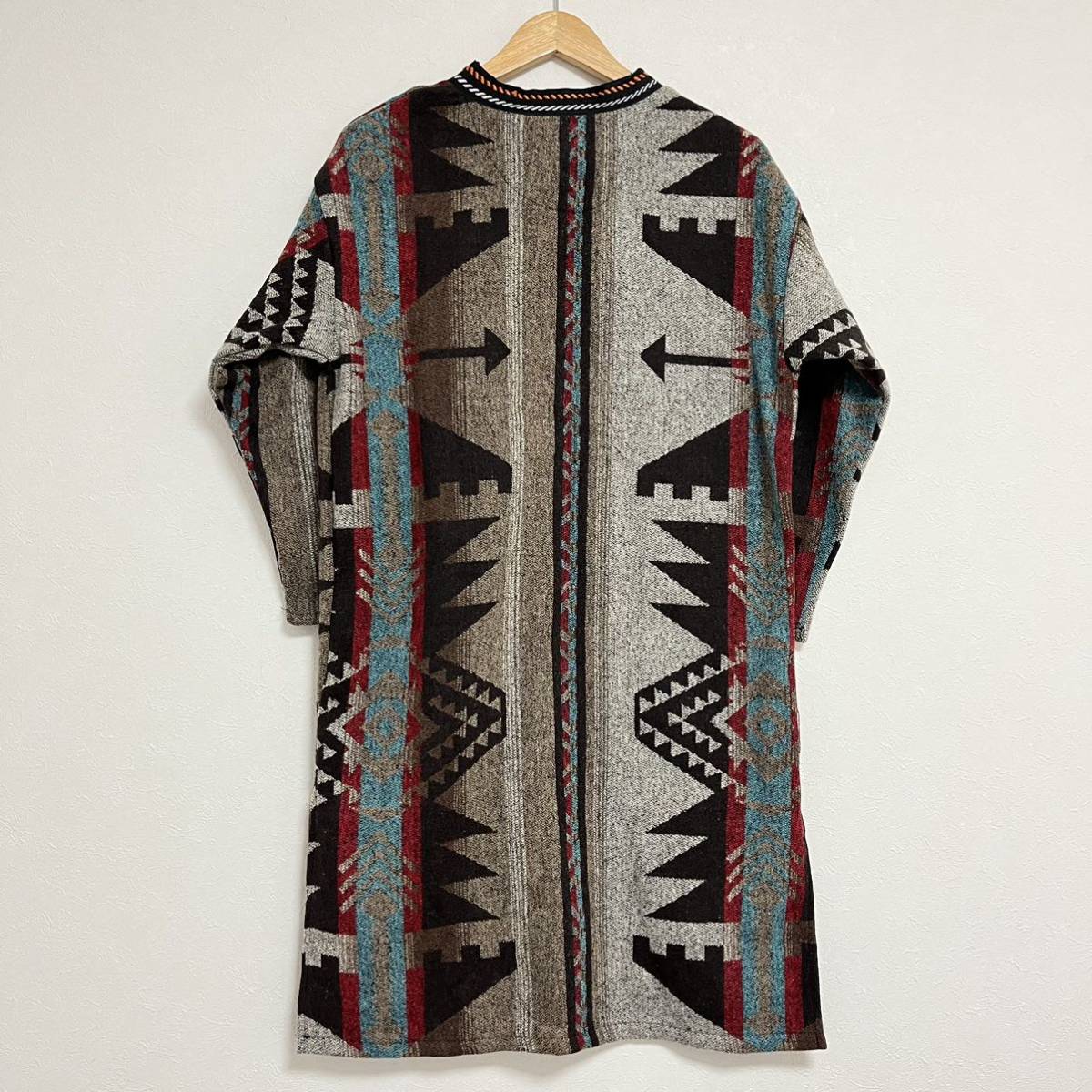 ★native American cardigan ネイティブ アメリカン カーディガン★YUNDUO コート 羽織 ジャケット アウター ブラウン レディース/DD6773_画像2