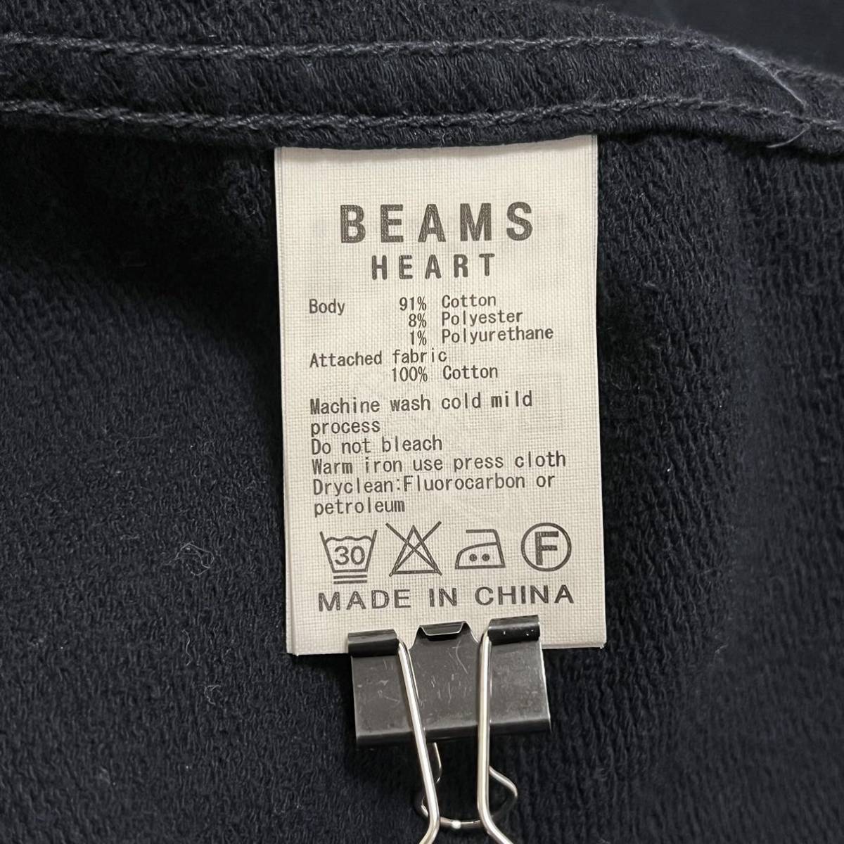 ★BEAMS HEART ビームス ハート★長袖 ミラリタリー シャツ ジャケット スウェット 素材 ストレッチ カジュアル ネイビー メンズ S/DD6856_画像7