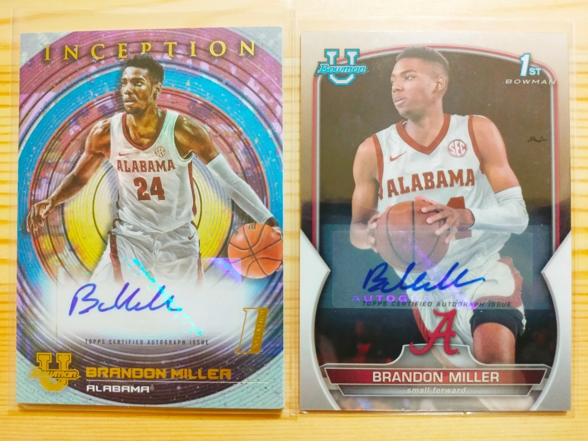 2枚 Brandon Miller RC NBA Topps 直筆サイン カード b ブランドンミラー ルーキー トップス Autograph Card Basketball バスケットボール