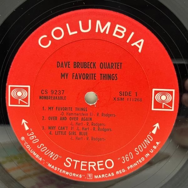 USオリジナル 初版 白矢 360 2eyeラベ DAVE BRUBECK My Favorite Things ('66 Columbia) 黄金カルテットによるロジャース＆ハート集！の画像3