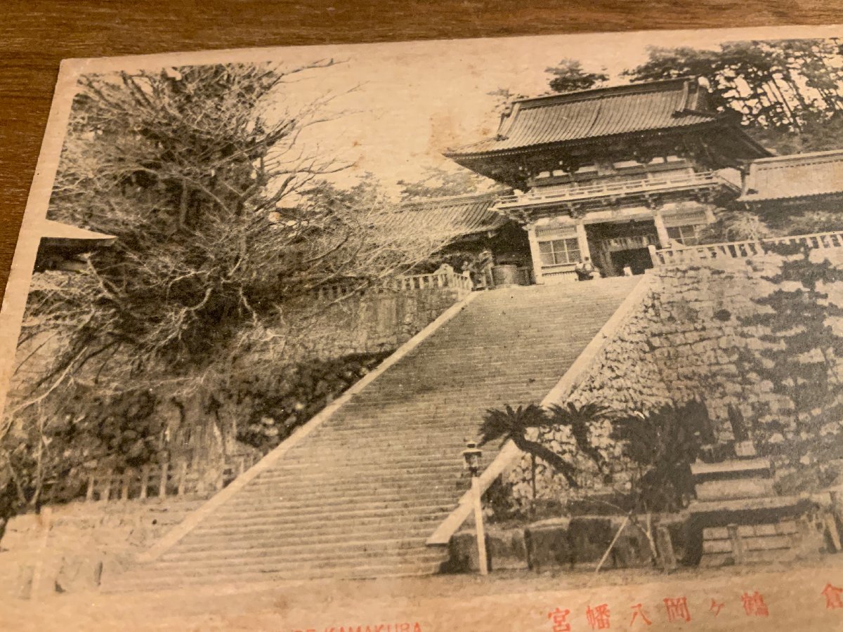 FF-7628 ■送料込■ 神奈川県 相州 鎌倉 鶴ヶ岡八幡宮 石段 古建築 建物 神社 寺 宗教 寺院 風景 戦前 レトロ 絵葉書 写真 古写真/くNAら_画像4