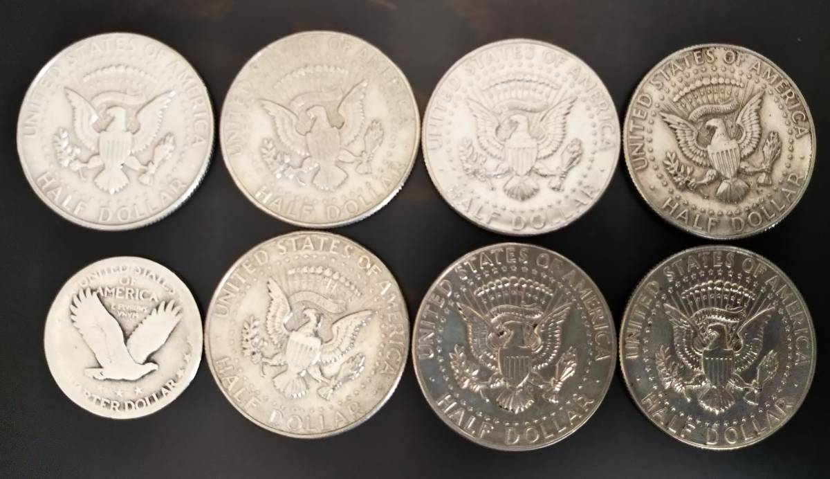  原文:1967年 ケネディ50セントコイン 7枚＋おまけ1枚