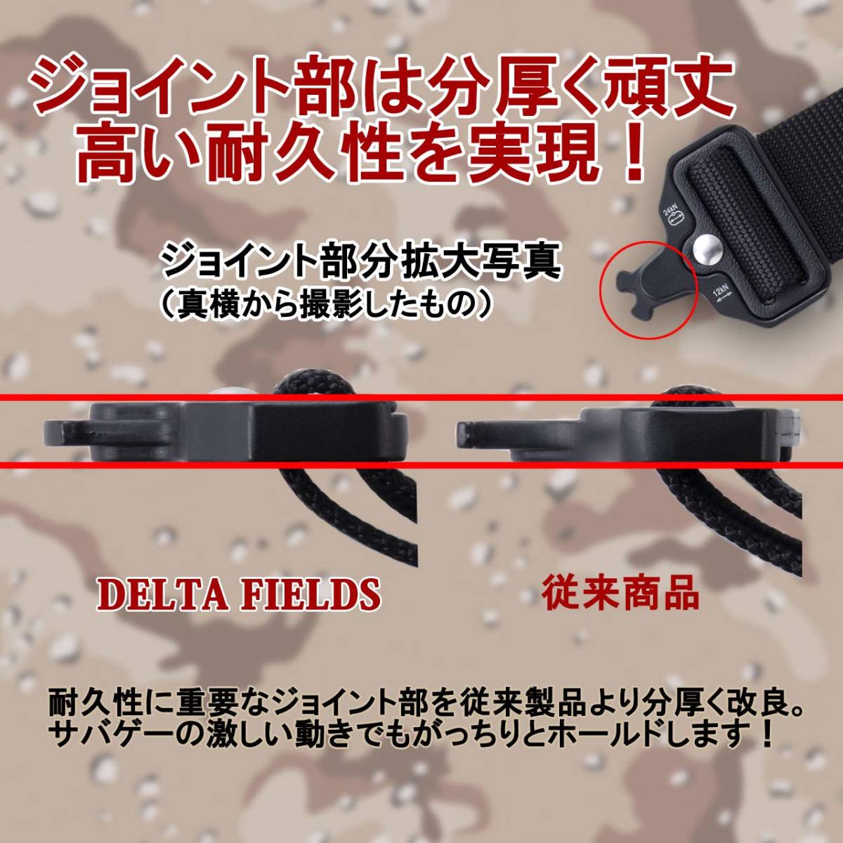 DELTA FIELDS タクティカル ベルト サバゲーベルト ワンタッチベルト コブラバックル サバイバルゲーム 装備の画像4