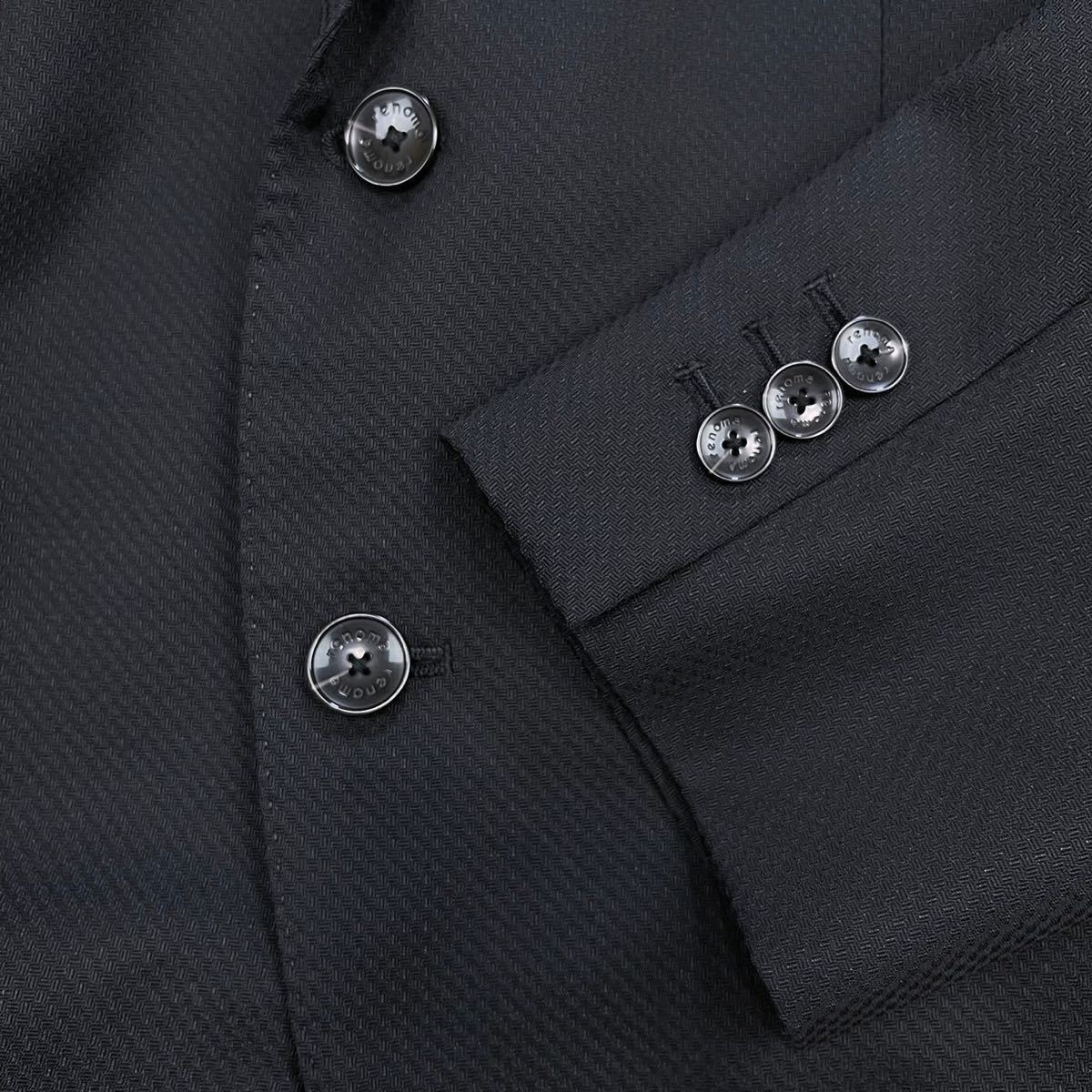 レノマ【紳士の風格】renoma スーツ　セットアップ　テーラードジャケット　織り柄　総柄　ブラック　黒　L位_画像4