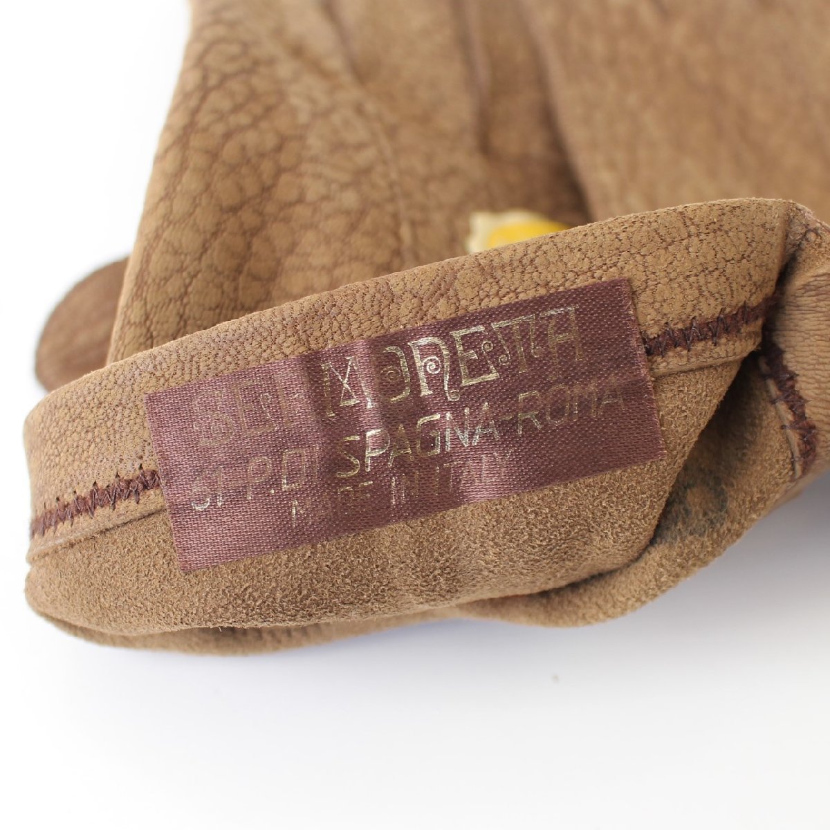 デッドストック！ SERMONETA セルモネータ 象革 レザーグローブ 手袋 イタリア製 WASHABLE REAL ELEPHANT 茶系 （w-3321118）_画像3