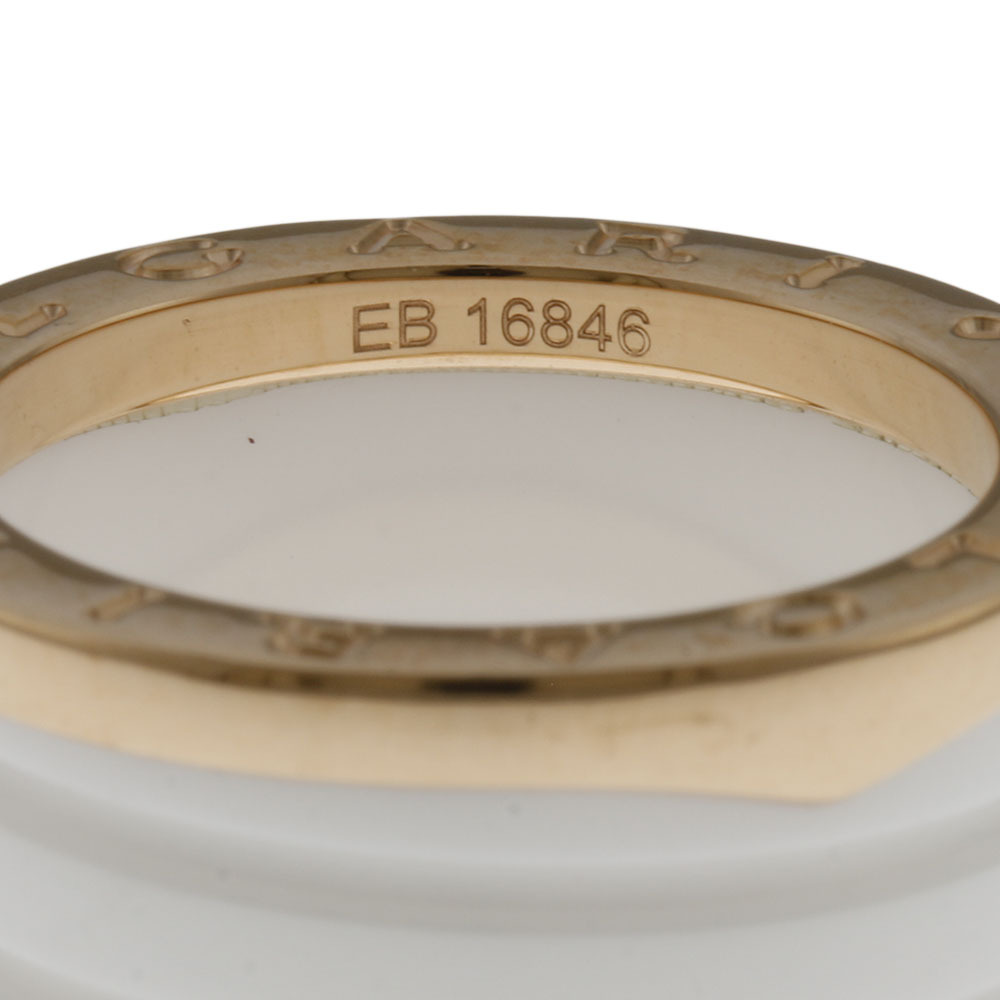 ブルガリ BVLGARI ビーゼロワン 4バンド ホワイトセラミック リング 指輪 9号 18金 K18ピンクゴールド レディース 中古 美品の画像7