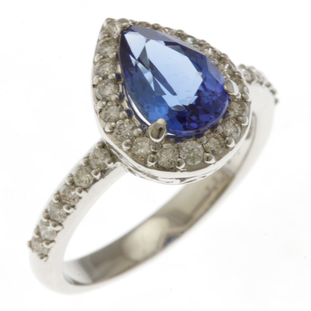 上品スタイル リング 指輪 美品 中古 レディース 涙型 ドロップ 0.87ct ダイヤモンド 1.37ct タンザナイト Pt950プラチナ 10.5号 タンザナイト