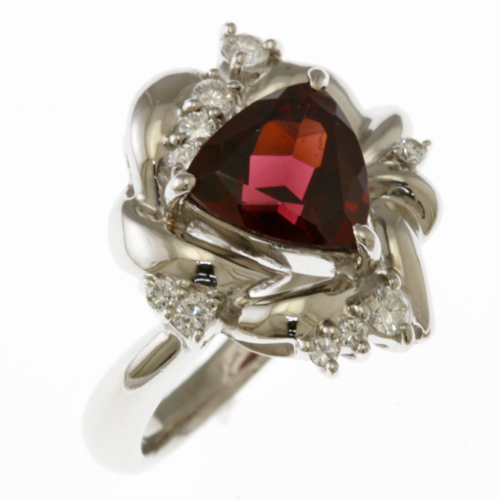 訳あり超特価の通販 2.72ct ガーネット Pt900プラチナ 12号 指輪 リング ダイヤモンド 美品 0.24ct中古 ガーネット
