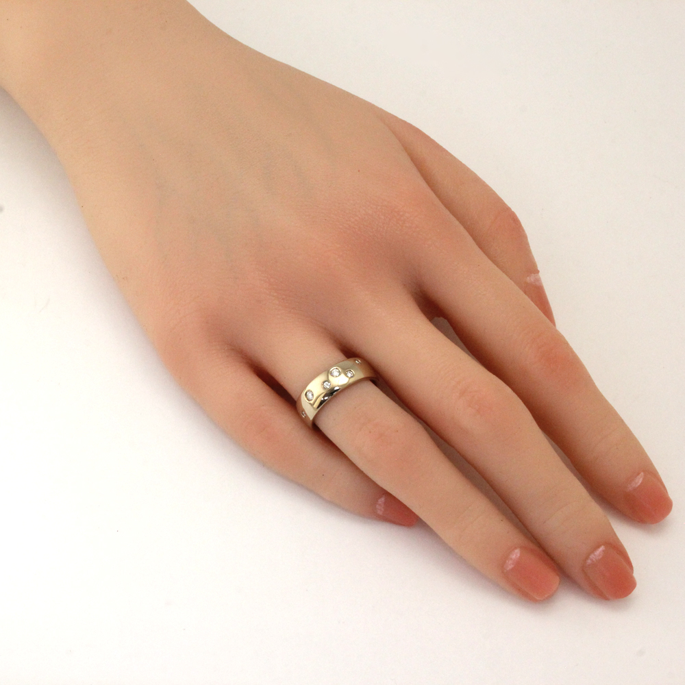  кольцо кольцо 11 номер 18 золотой K18 Gold бриллиант 0.13ct женский б/у прекрасный товар 