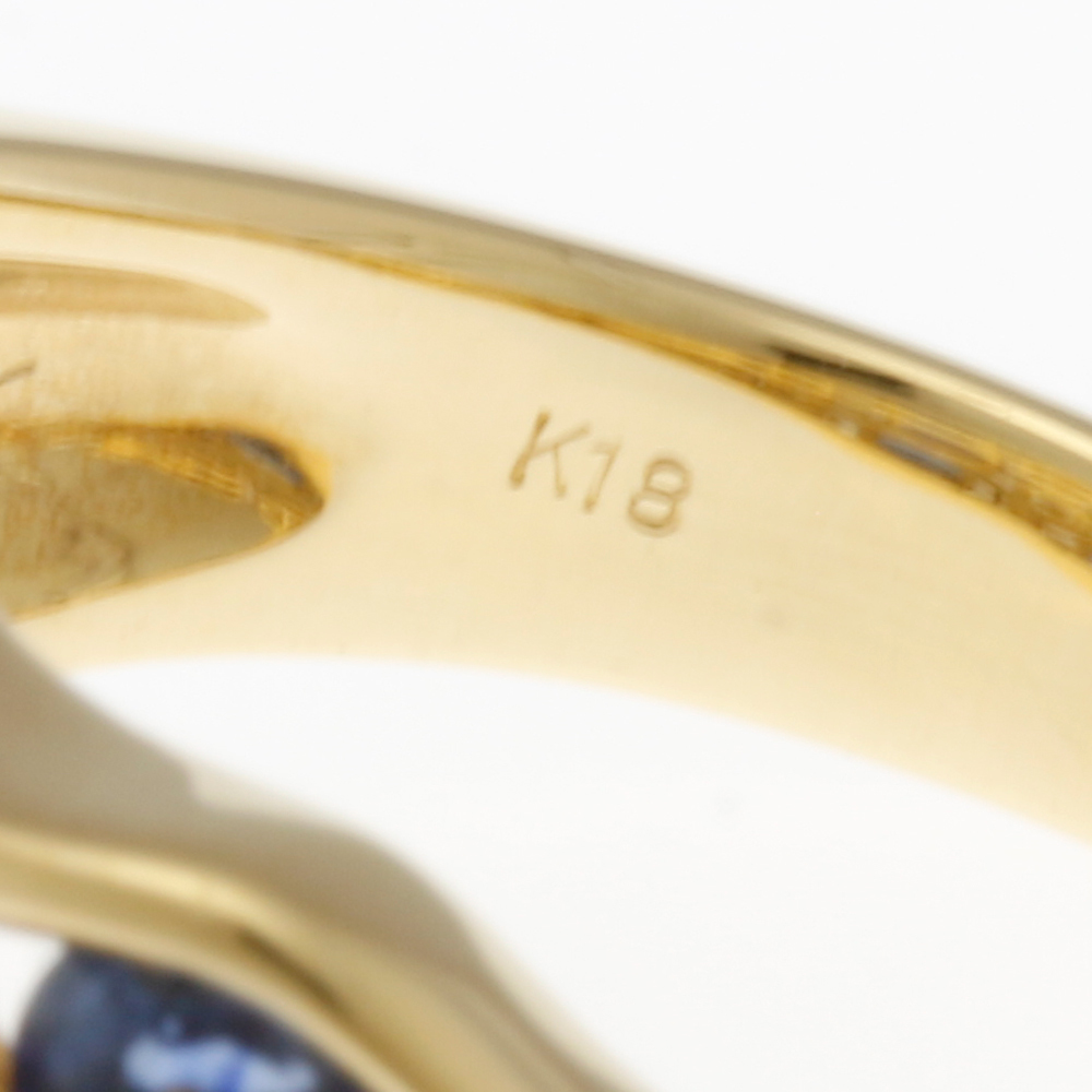 リング 指輪 11.5号 18金 K18イエローゴールド サファイア 1.89ct ダイヤモンド 0.40ct中古 美品_画像7