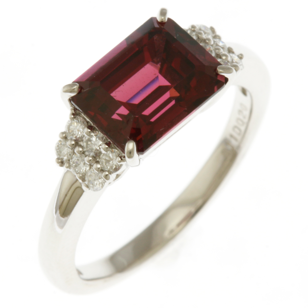 輝く高品質な ダイヤモンド 3.11ct ガーネット Pt900プラチナ 11.5号 指輪 リング 0.20ct 美品 中古 レディース ガーネット