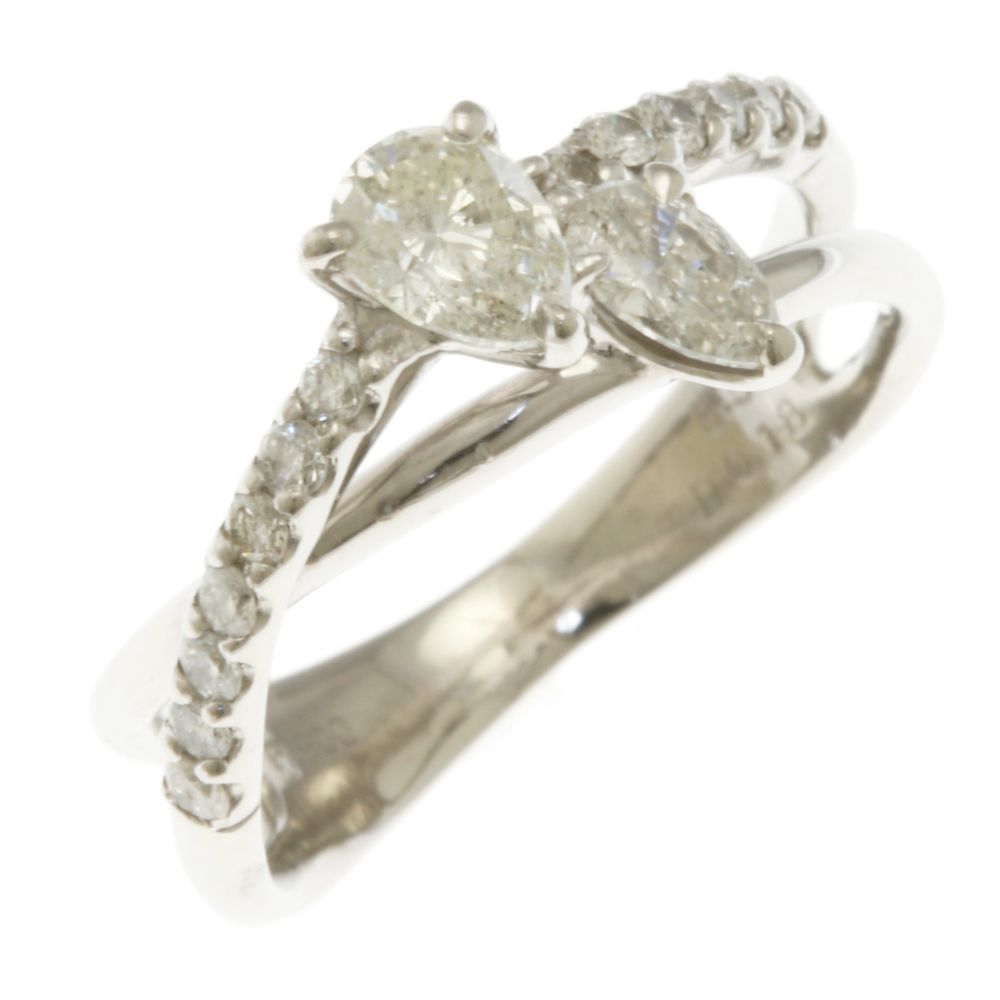経典 Pt900プラチナ 9号 指輪 リング ダイヤモンド 美品 中古 レディース 0.18ct ダイヤモンド 0.51ct プラチナ台
