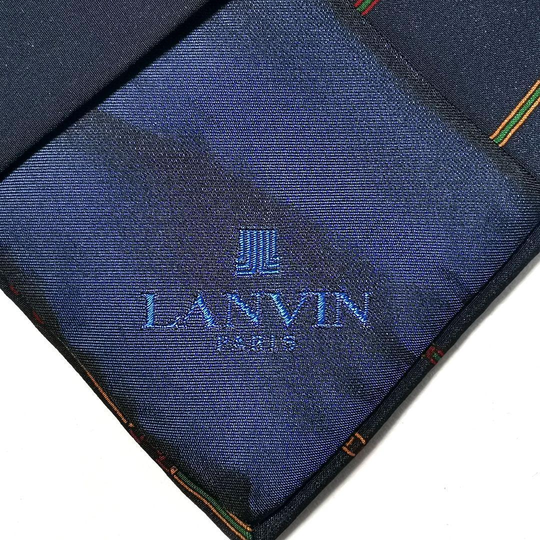 LANVIN ランバン フランス製 ネクタイ シルク100% ダークネイビー_画像8