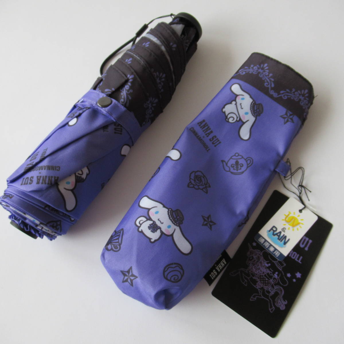 ##202311 prompt decision # ANNA SUI Anna Sui × Cinnamoroll new goods total pattern purple . rain combined use folding umbrella 