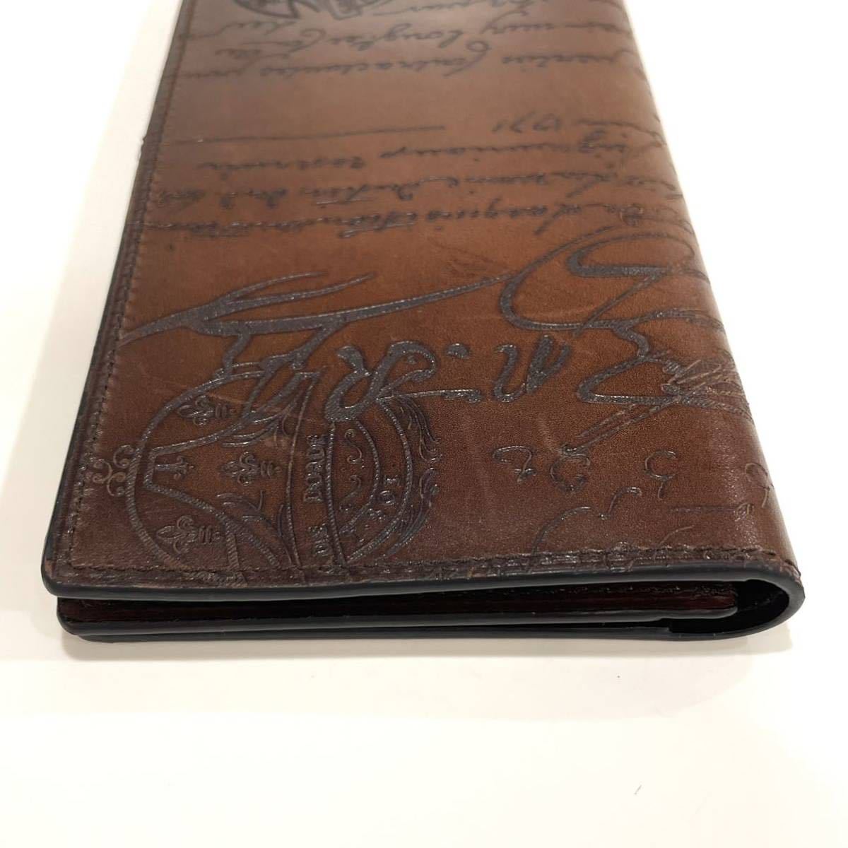 美品】Berlutiベルルッティカリグラフィ長財布 ブラウン 美品】Berlutiベルルッティカリグラフィ長財布 ブラウン