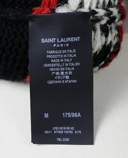 19AW SAINT LAURENT サンローランパリ 577638 YAFR2 スパンコール装飾 ローゲージ ニット ガウン コート M b7400_画像9