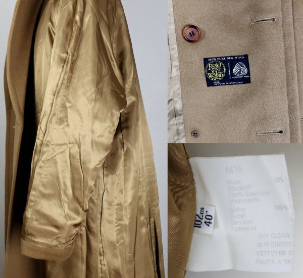 80S 90S GRENFELL グレンフェル ダブルブレスト ピュアニューウール ベルト コート 40 vintage coat ヴィンテージ b7386_画像7