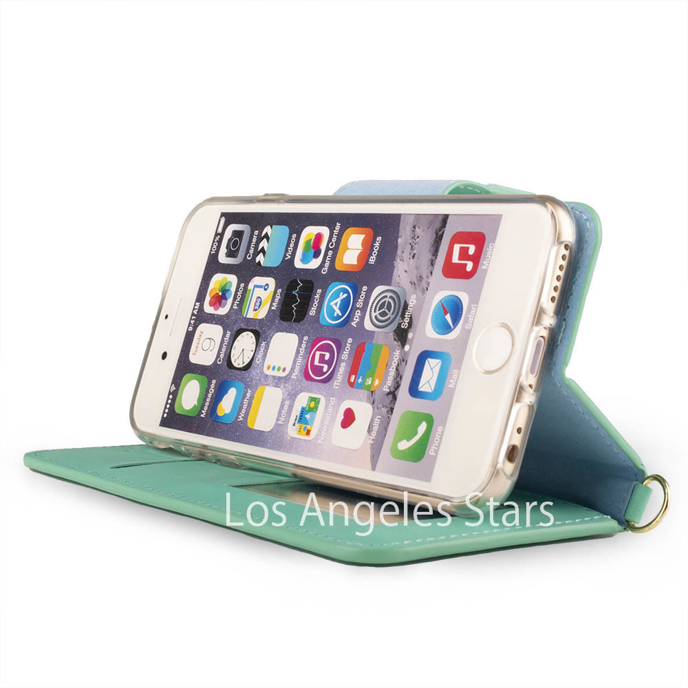 iPhone11 ケース アイフォーン11 アイホーン11 カバー 手帳型 ストラップ マグネット ミラー 緑 グリーン ワイヤレス充電対応_画像3