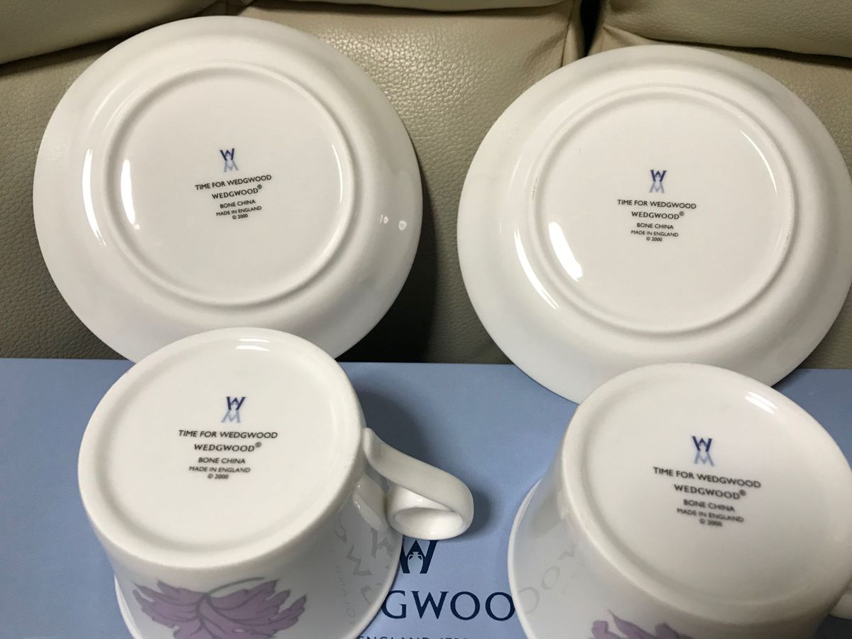 WEDGWOOD ティーカップ ペア ウェッジウッド カップ ソーサー　タイムフォーウェッジウッド　美品