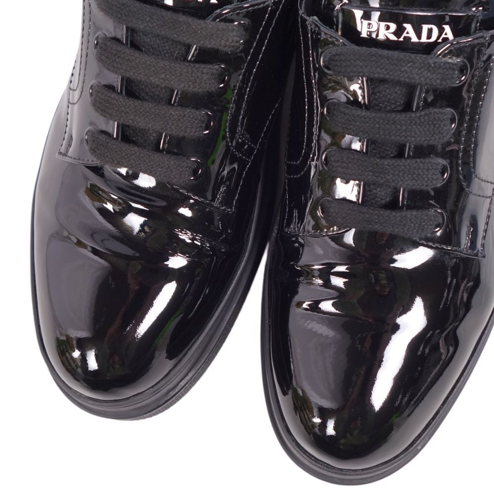 プラダ PRADA シューズ エナメルレザー ロゴ レースアップ 靴 レディース イタリア製 39 1/2(26.5cm相当) ブラック cg11ot-rm10e26180_画像3