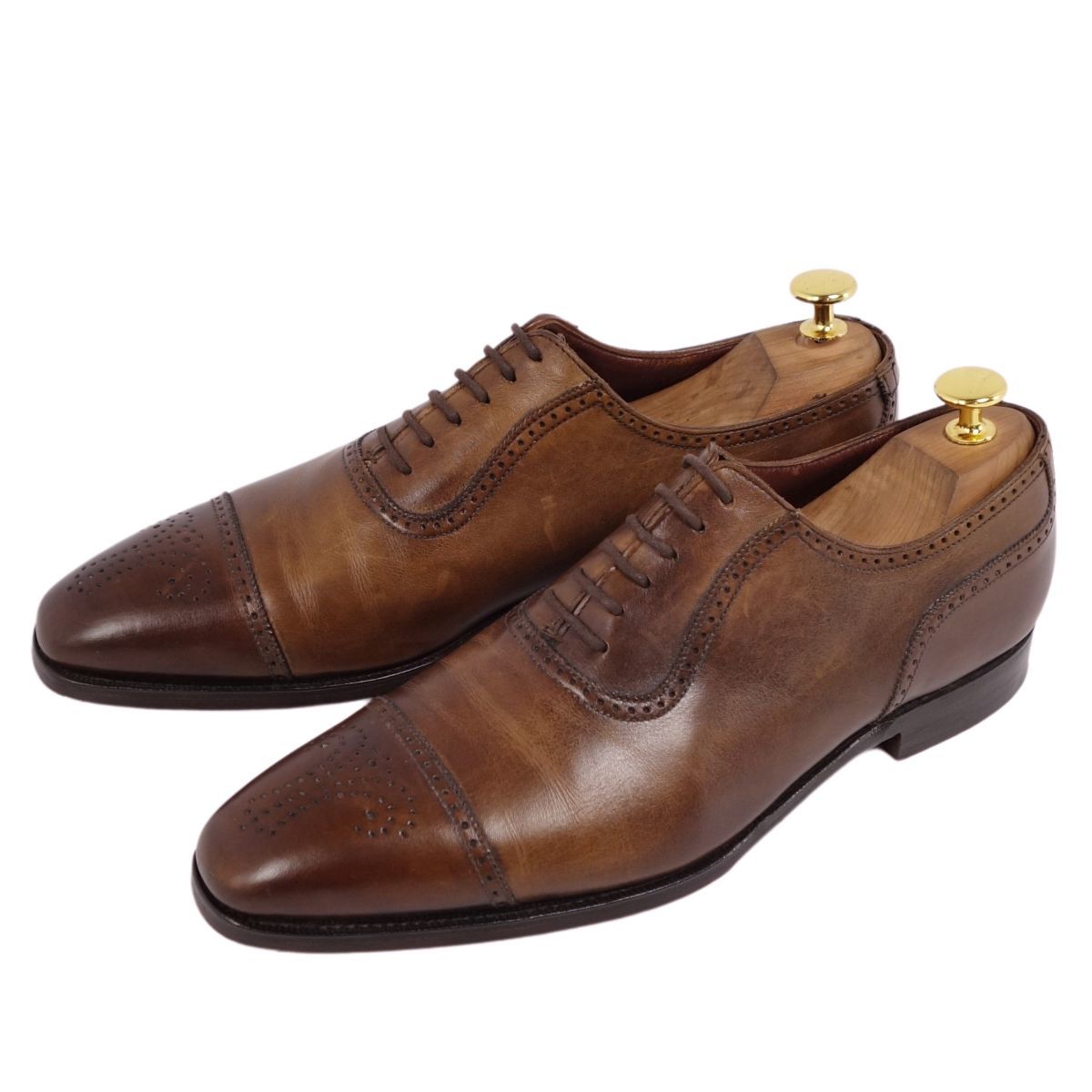 クロケット&ジョーンズ Crockett&Jones レザーシューズ オックスフォード ブローグ レザー 革靴 メンズ 6.5E ブラウン cg11mm-rm10f07317_画像2