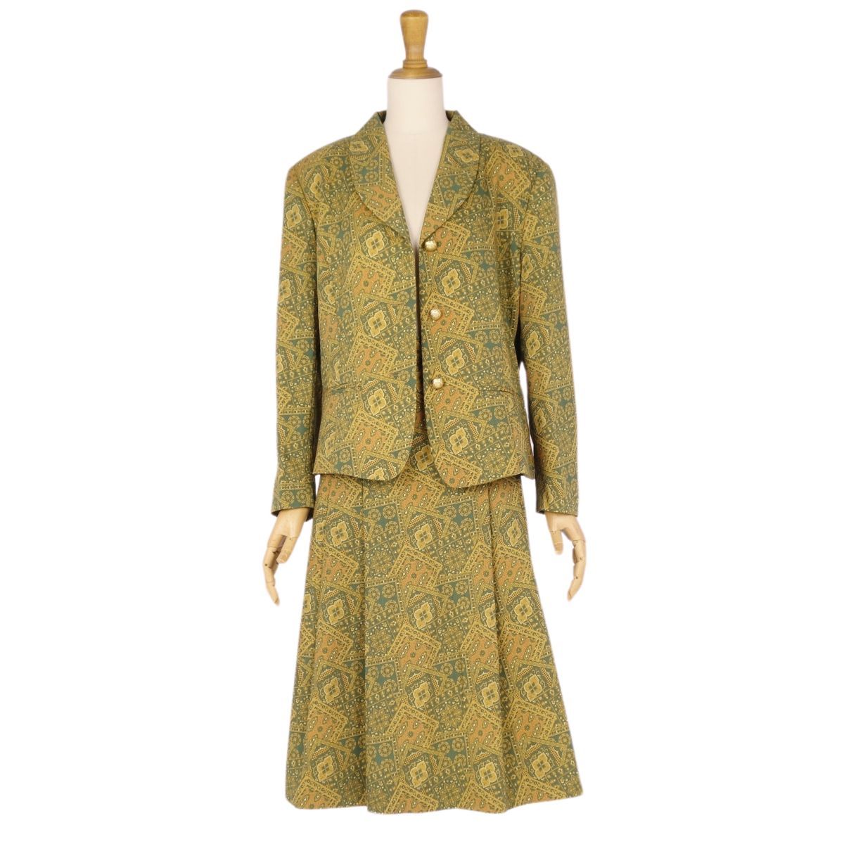 Vintage Burberry Burberrys setup skirt suit jacket skirt total pattern lady's 11(M corresponding ) Brown cg11ob-rm10f07469