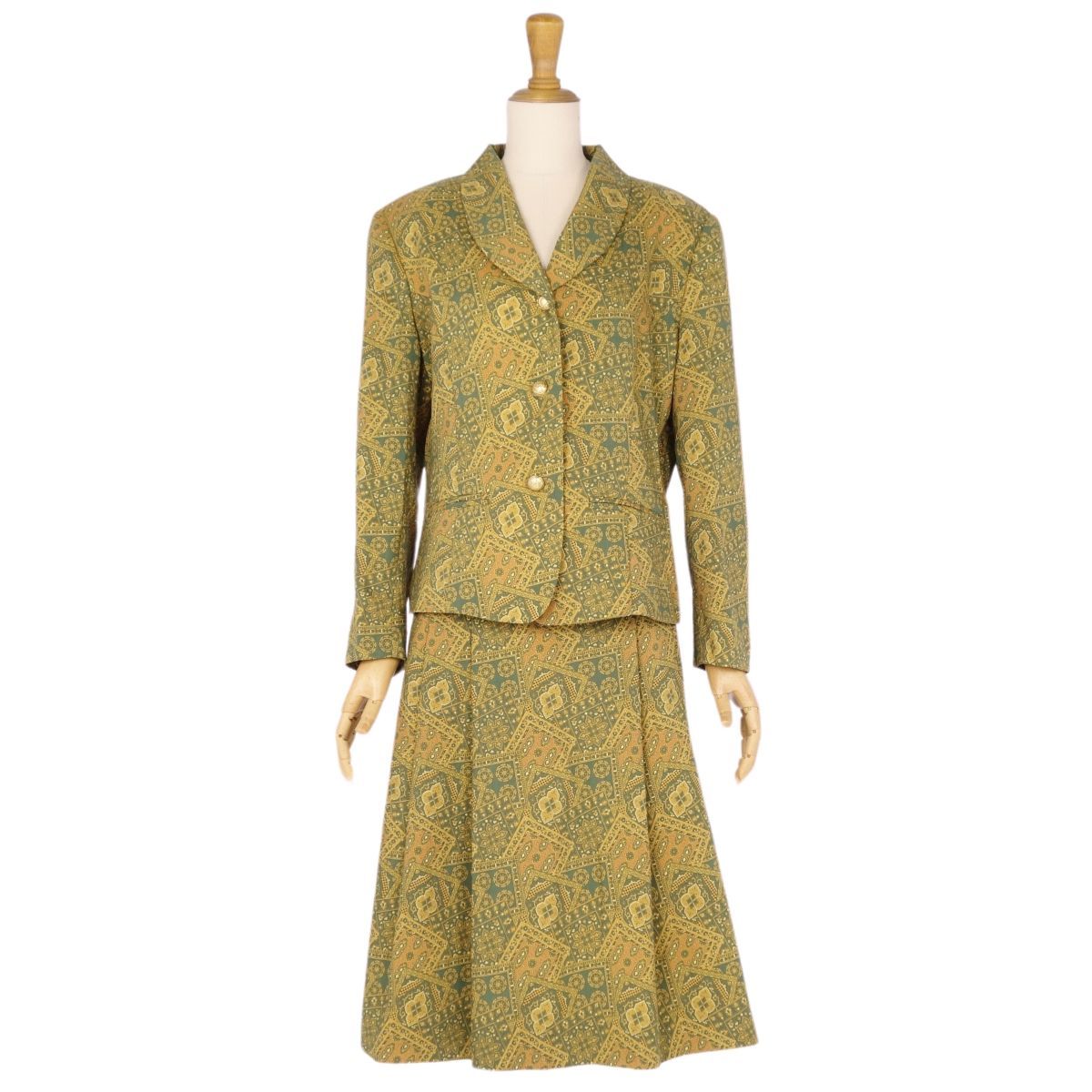 Vintage Burberry Burberrys setup skirt suit jacket skirt total pattern lady's 11(M corresponding ) Brown cg11ob-rm10f07469