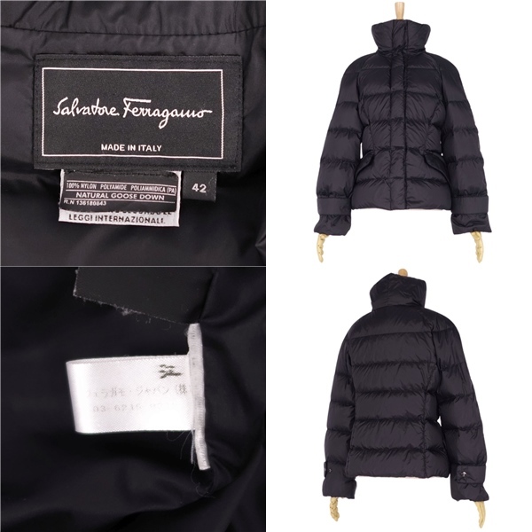  Salvatore Ferragamo Salvatore Ferragamo jacket down jacket nylon outer lady's 42 black cg11mn-rm05f07285