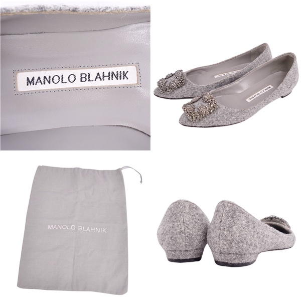  прекрасный товар Manolo * Blahnik Manolo Blahnik туфли-лодочки Flat туфли-лодочки рукоятка gisi твид обувь женский 34 серый cg11os-rm10f07412
