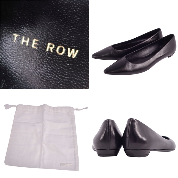 美品 ザ ロウ THE ROW パンプス フラットパンプス ポインテッドトゥ カーフレザー シューズ レディース 36 ブラック cg11dm-rm05f07695_画像9