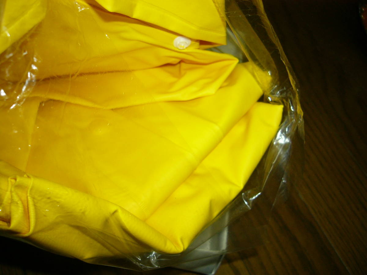 アサヒ　ASAHI　ベルネット紳士　糸入りPVC　強力ナイロン糸使用した新素材　光沢の黄色/カッパ.合羽　雨具　レインスーツ　Lサイズ/未使用_画像7