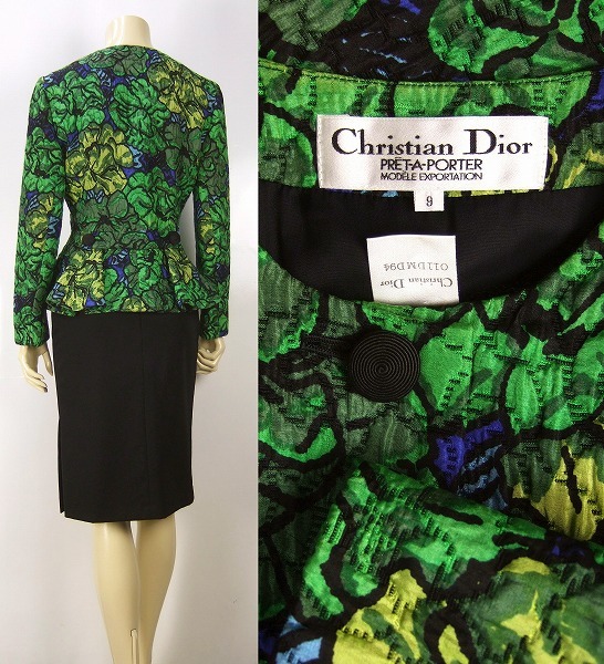 A 美品★Christian Dior PRET-A-PORTER MODELE EXPORTATION クリスチャンディオール★花柄*美艶シルク混生地*女優ジャケット*9号(M*38相当)_画像4