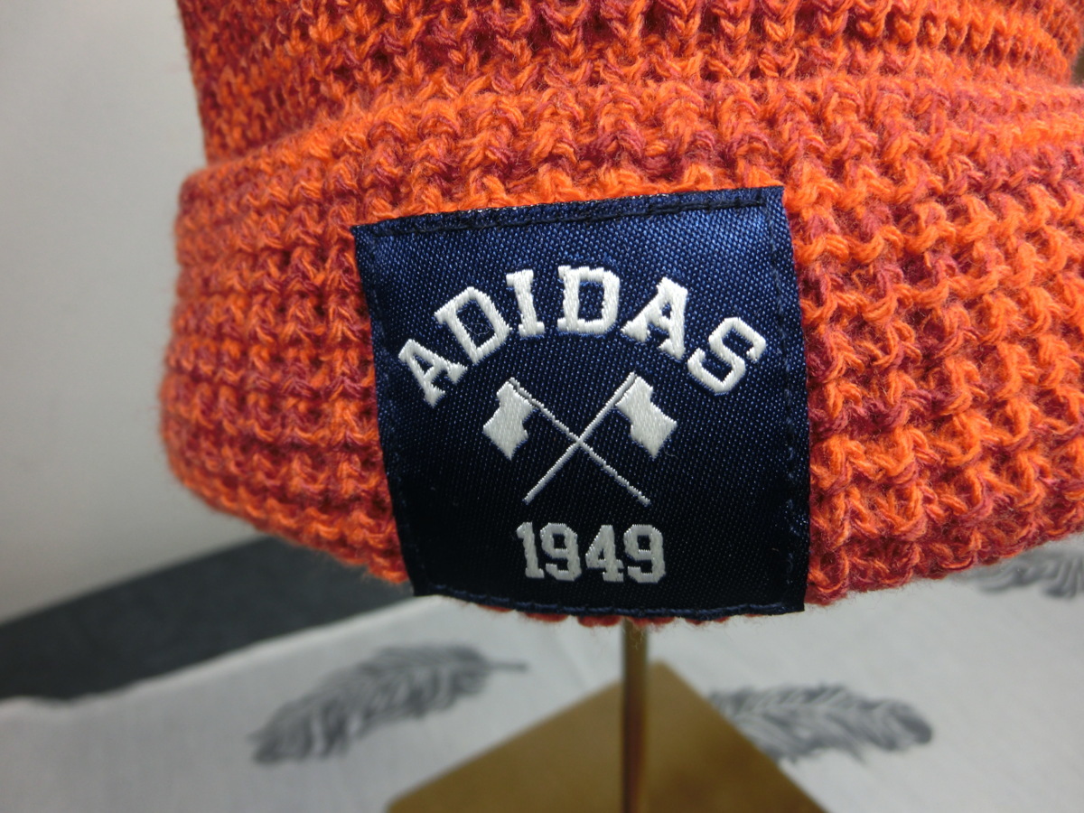 ♪美品★ADIDAS 1949/アディダス★メンズ・オレンジマイクロアローニットキャツプ_画像1