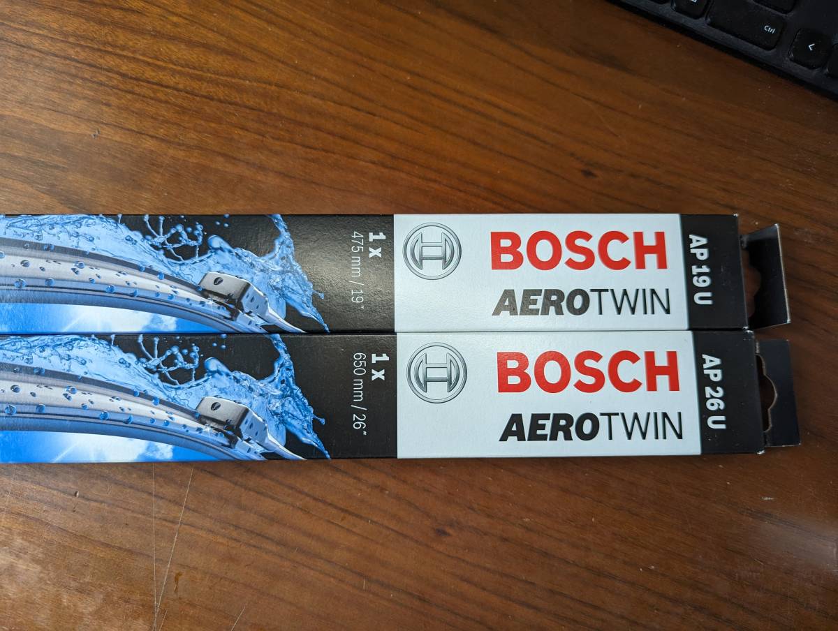 ＜送料無料＞BOSCHワイパー　AERO TWIN ２本組　AP26U & AP19U 外車用（VOLVO, BMW, Audi, Benzなど）　ワイパー交換用　新品未開封_画像1